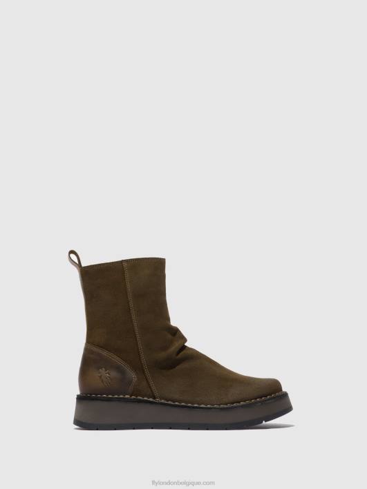 bottes zippées reno053 Fly London femmes suède huilé/tapis boue/olive 0FBB320