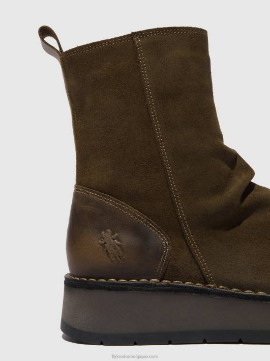 bottes zippées reno053 Fly London femmes suède huilé/tapis boue/olive 0FBB320