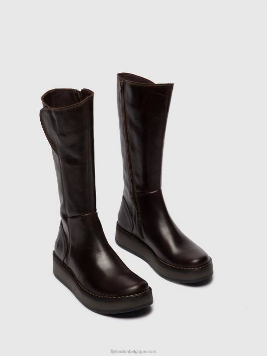 bottes zippées rhea042 Fly London femmes tapis dk. brun 0FBB341