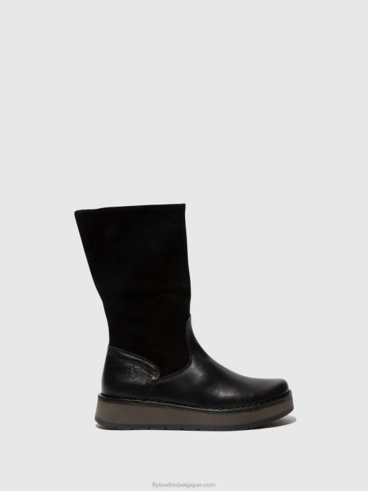 bottes zippées rula083 Fly London femmes vert noir) 0FBB297