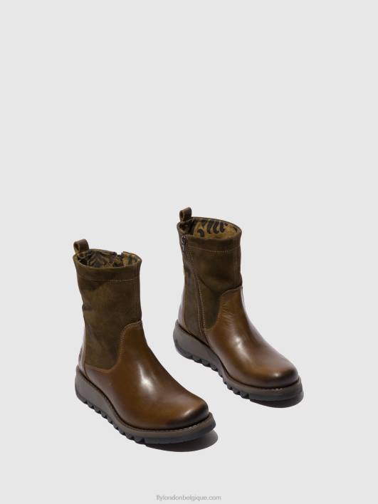 bottes zippées sauk794 Fly London femmes tapis/huile suède olive/boue 0FBB318
