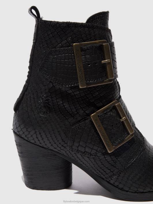 bottines à boucle aria827 Fly London femmes croco noir 0FBB243