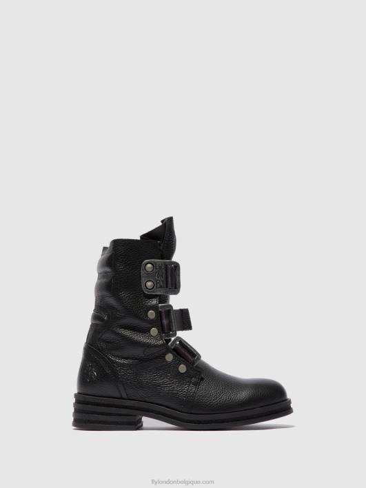 bottines à boucle kiff682 Fly London femmes noir de rio 0FBB238