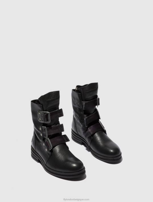 bottines à boucle kiff682 Fly London femmes noir de rio 0FBB238