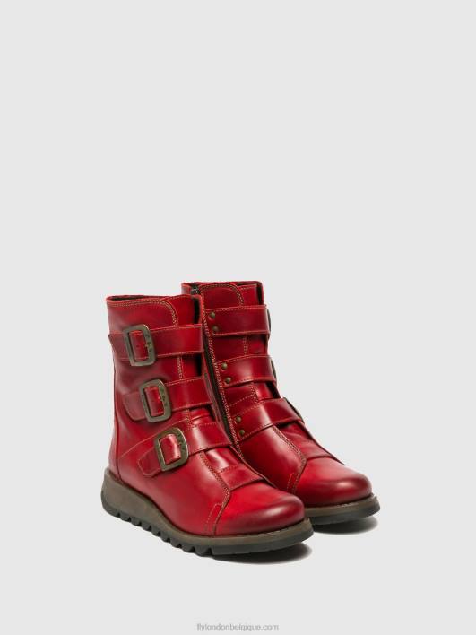 bottines à boucle scop110 Fly London femmes rouge 0FBB265