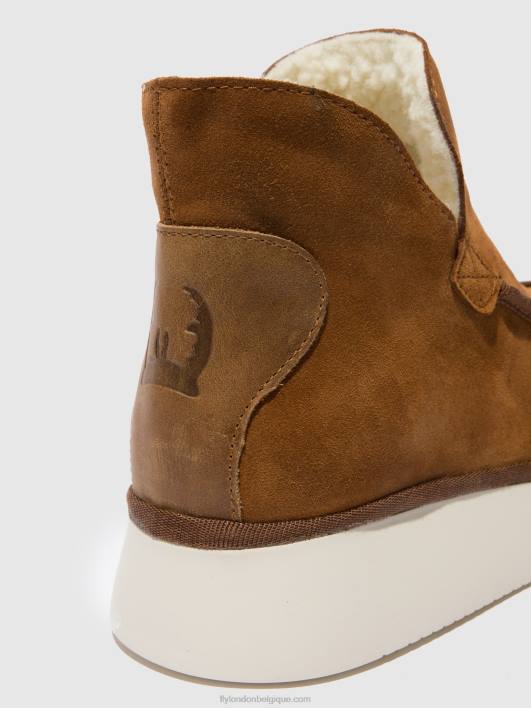 bottines à bout rond coze348 Fly London femmes daim/tapis cognac 0FBB173