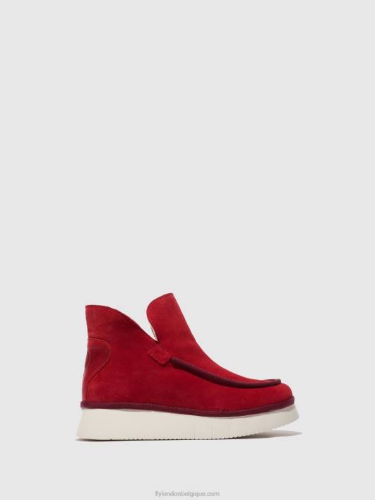 bottines à bout rond coze348 Fly London femmes daim/tapis rouge carmin 0FBB192