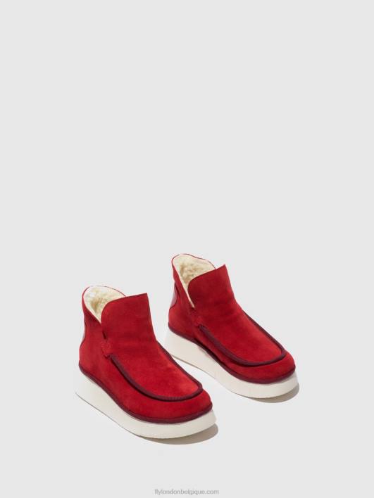 bottines à bout rond coze348 Fly London femmes daim/tapis rouge carmin 0FBB192
