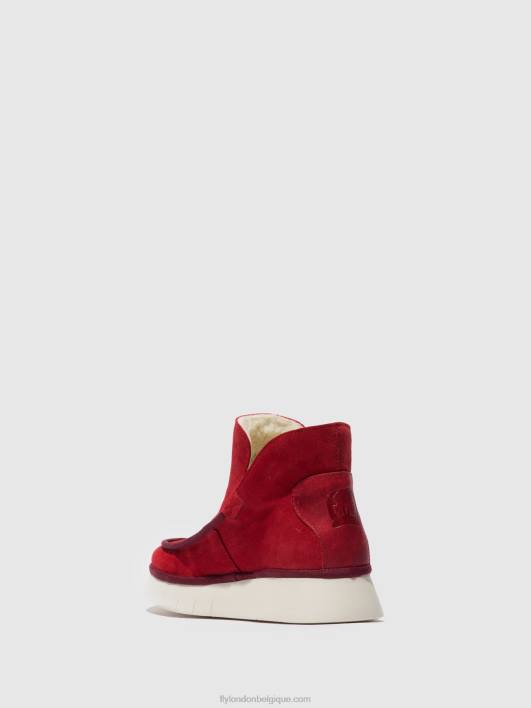 bottines à bout rond coze348 Fly London femmes daim/tapis rouge carmin 0FBB192