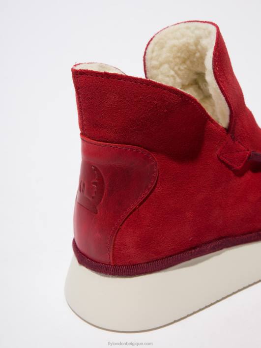 bottines à bout rond coze348 Fly London femmes daim/tapis rouge carmin 0FBB192