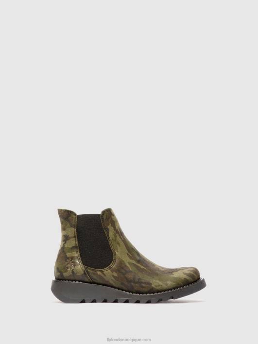 bottines chelsea Fly London femmes salv camouflage vert militaire 0FBB218