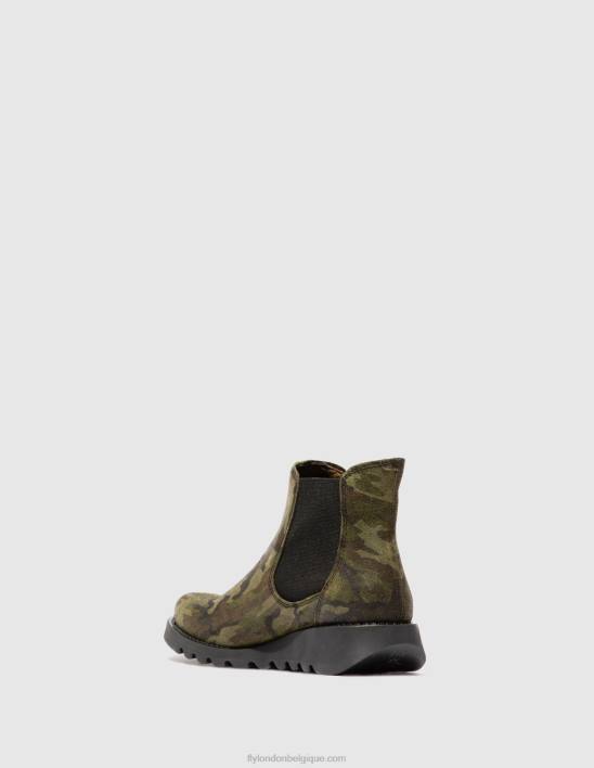 bottines chelsea Fly London femmes salv camouflage vert militaire 0FBB218