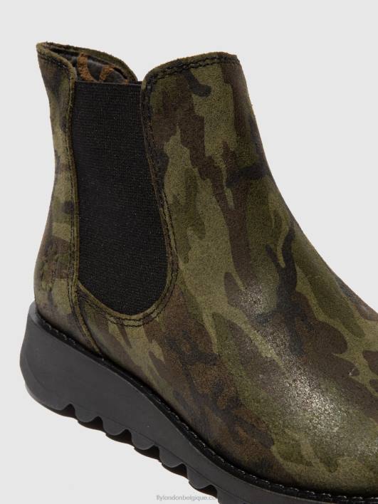 bottines chelsea Fly London femmes salv camouflage vert militaire 0FBB218