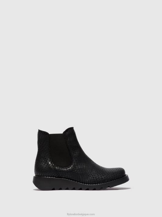 bottines chelsea Fly London femmes salv croco noir 0FBB14