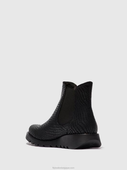 bottines chelsea Fly London femmes salv croco noir 0FBB14