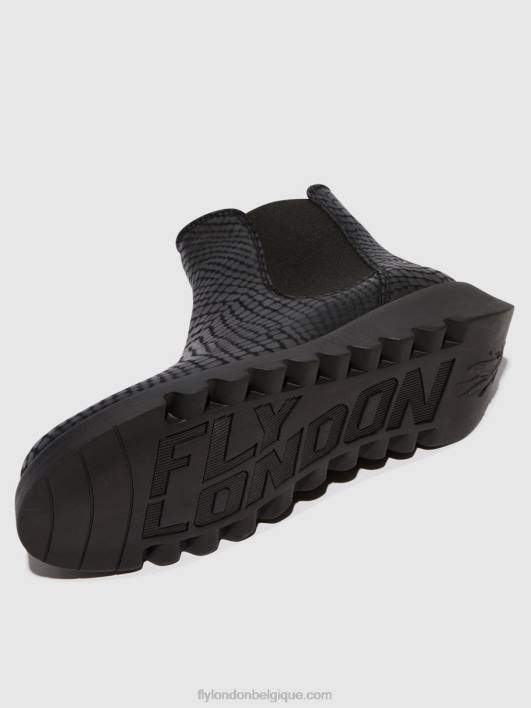 bottines chelsea Fly London femmes salv croco noir 0FBB14