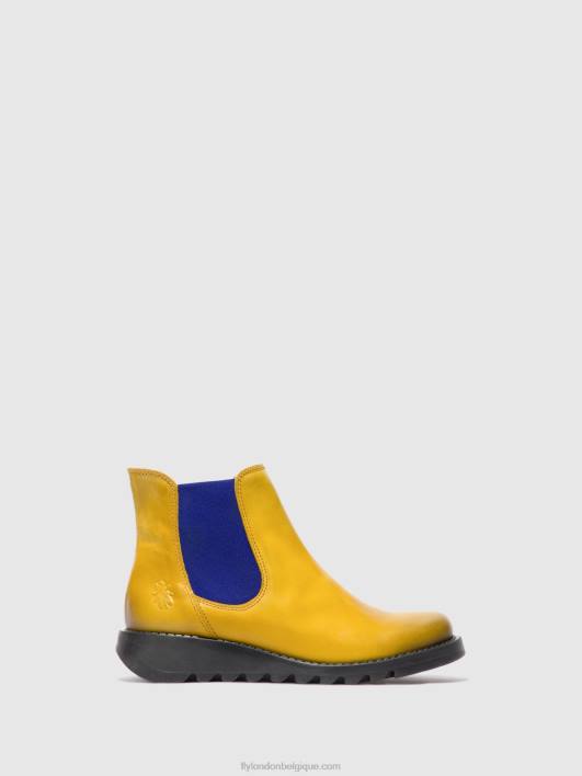 bottines chelsea Fly London femmes tapis salv moutarde (élastique bleu) 0FBB178