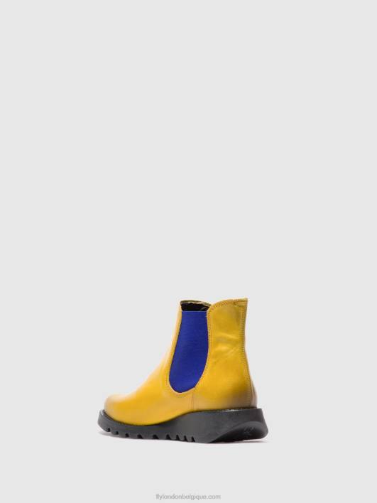 bottines chelsea Fly London femmes tapis salv moutarde (élastique bleu) 0FBB178