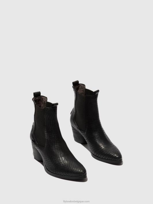bottines chelsea aden824 Fly London femmes croco noir 0FBB235