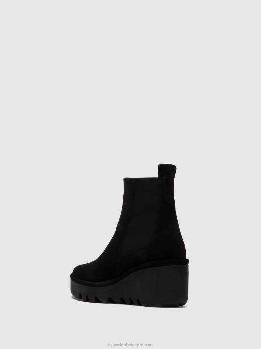 bottines chelsea bagu233 Fly London femmes huilé noir 0FBB261