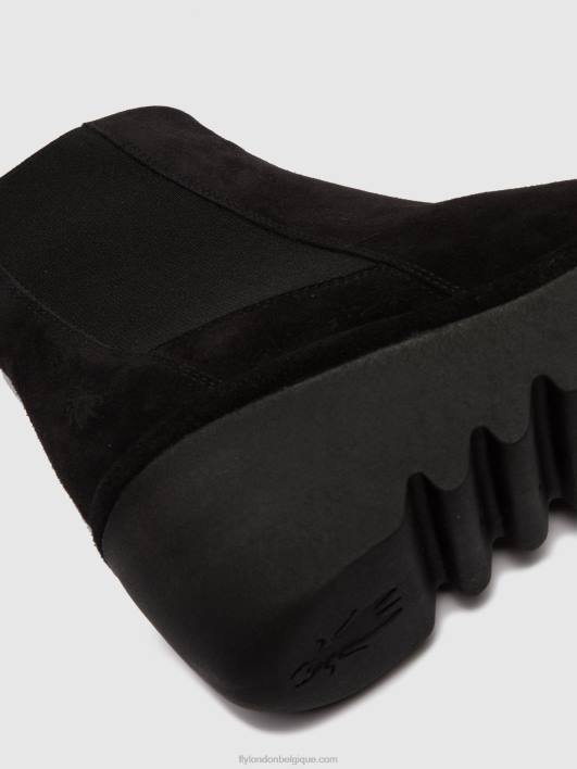 bottines chelsea bagu233 Fly London femmes huilé noir 0FBB261