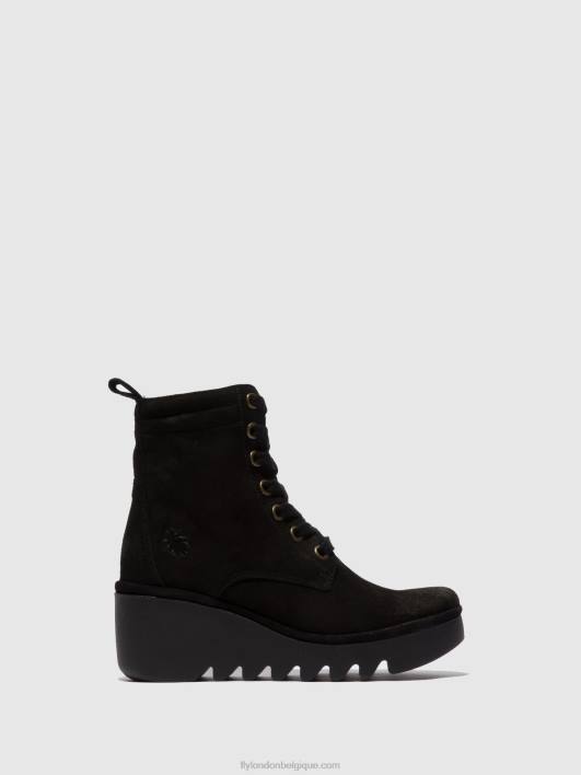 bottines à lacets biaz329 Fly London femmes huilé noir 0FBB211