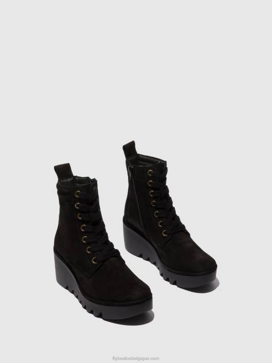 bottines à lacets biaz329 Fly London femmes huilé noir 0FBB211