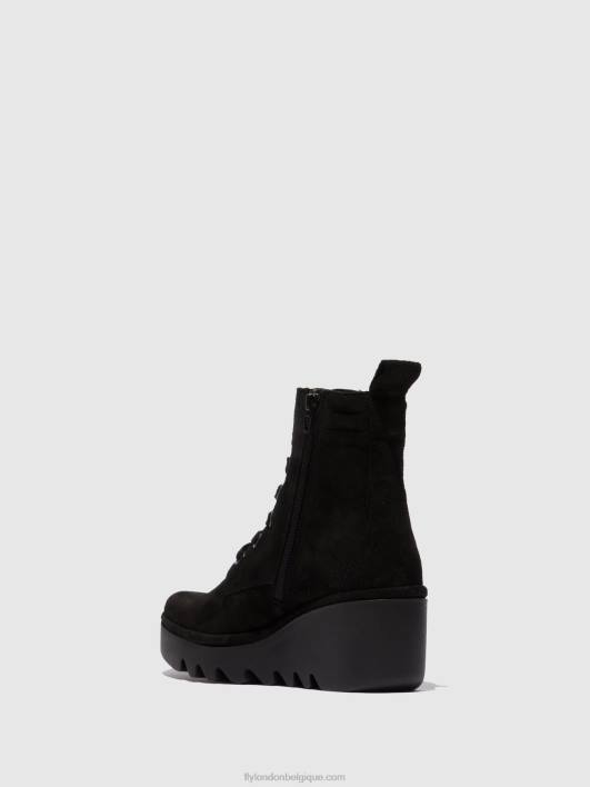 bottines à lacets biaz329 Fly London femmes huilé noir 0FBB211
