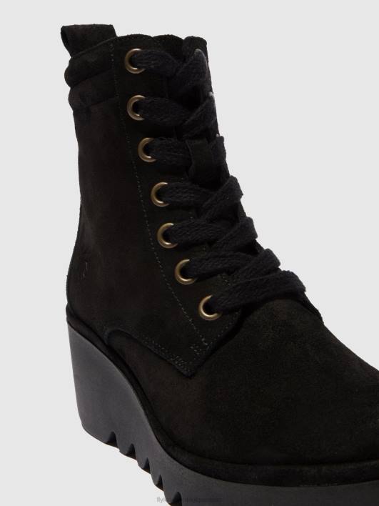 bottines à lacets biaz329 Fly London femmes huilé noir 0FBB211