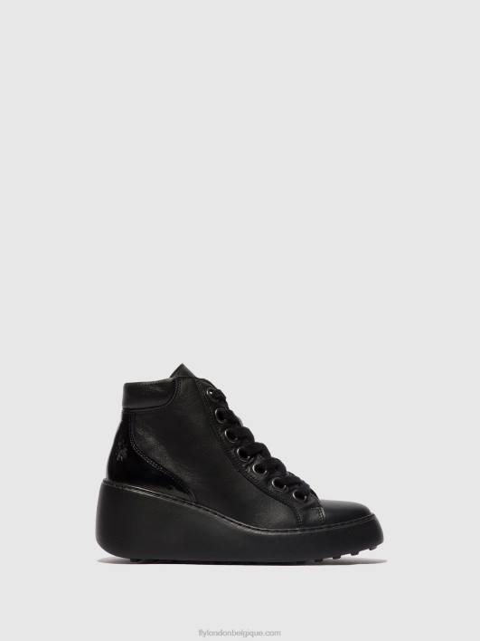 bottines à lacets dice468 Fly London femmes noir (semelle noire) 0FBB108