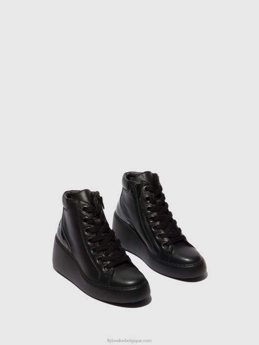 bottines à lacets dice468 Fly London femmes noir (semelle noire) 0FBB108