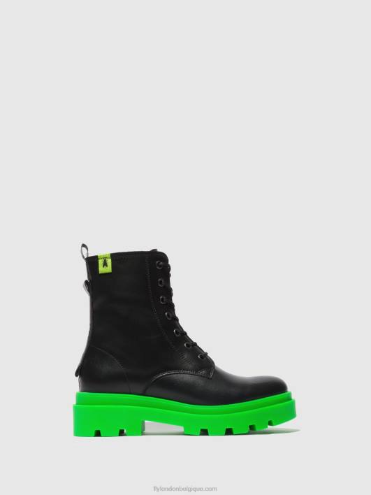 bottines à lacets jacy881 Fly London femmes nausica noir (semelle verte) 0FBB162