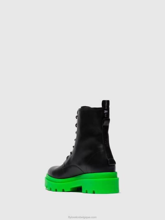 bottines à lacets jacy881 Fly London femmes nausica noir (semelle verte) 0FBB162