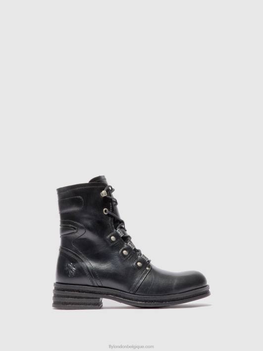 bottines à lacets knot792 Fly London femmes tapis noir 0FBB197