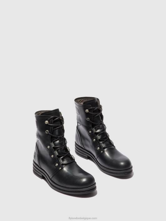 bottines à lacets knot792 Fly London femmes tapis noir 0FBB197