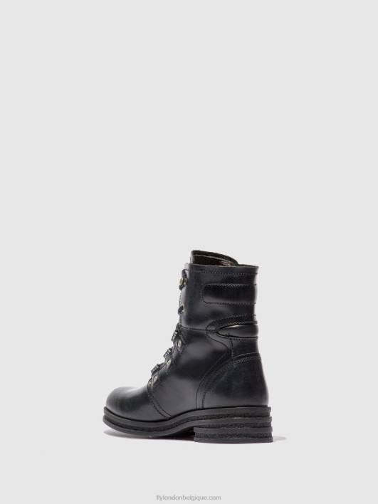 bottines à lacets knot792 Fly London femmes tapis noir 0FBB197