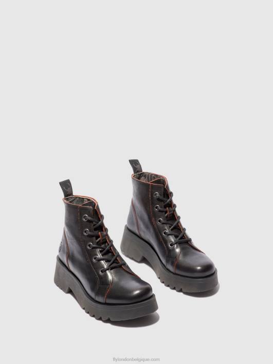 bottines à lacets metz788 Fly London femmes java noir/rouge 0FBB174