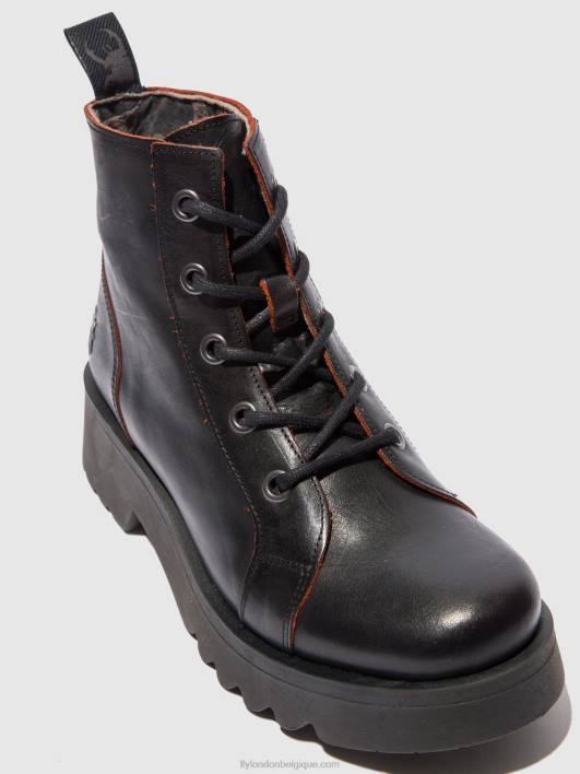 bottines à lacets metz788 Fly London femmes java noir/rouge 0FBB174