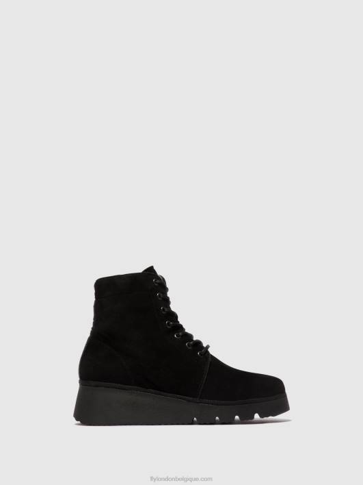 bottines à lacets pall404 Fly London femmes daim noir 0FBB4
