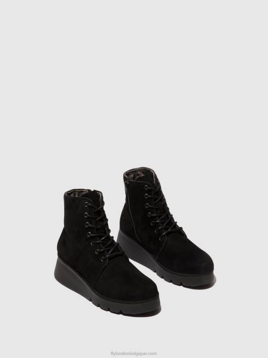 bottines à lacets pall404 Fly London femmes daim noir 0FBB4