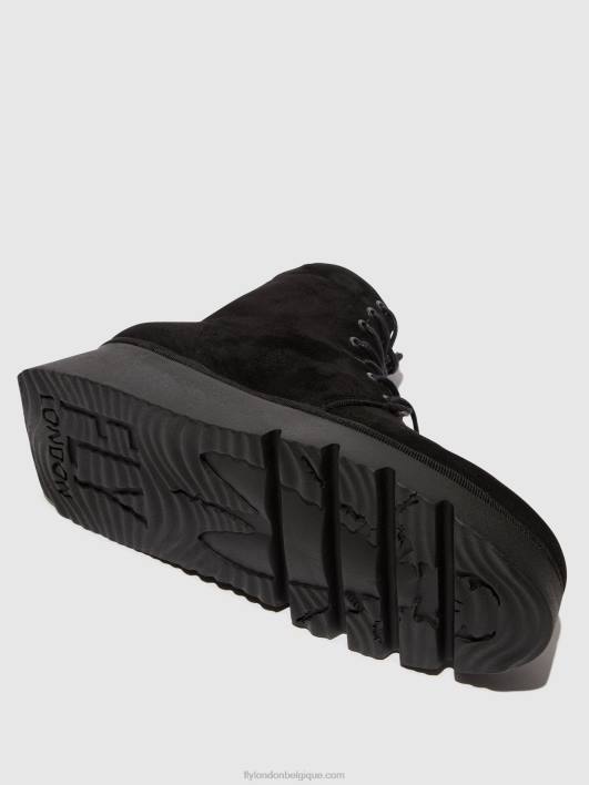 bottines à lacets pall404 Fly London femmes daim noir 0FBB4