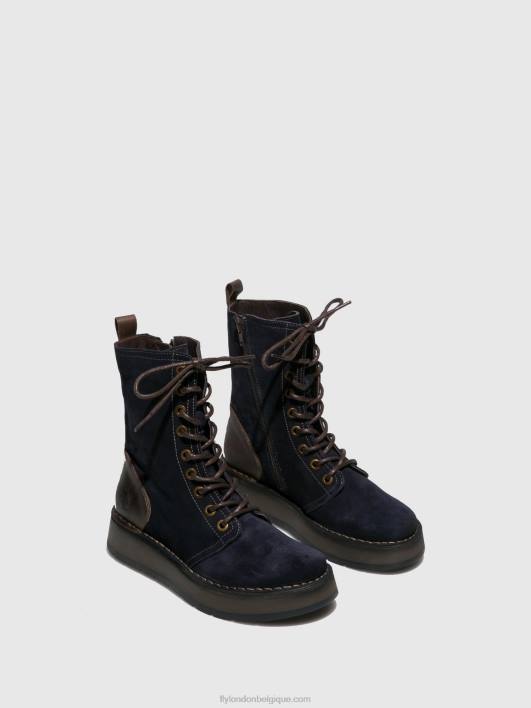 bottines à lacets rami043 Fly London femmes suède huilé/tapis marine/marron foncé 0FBB258