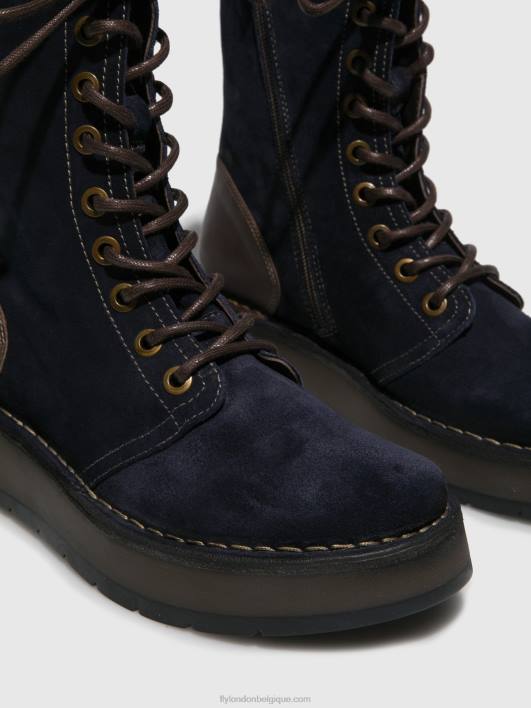 bottines à lacets rami043 Fly London femmes suède huilé/tapis marine/marron foncé 0FBB258