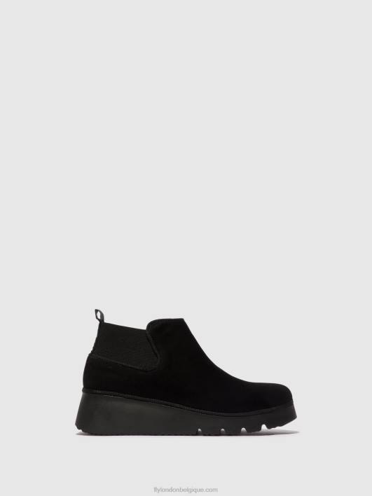 bottines élastiquées pada403 Fly London femmes daim noir 0FBB10