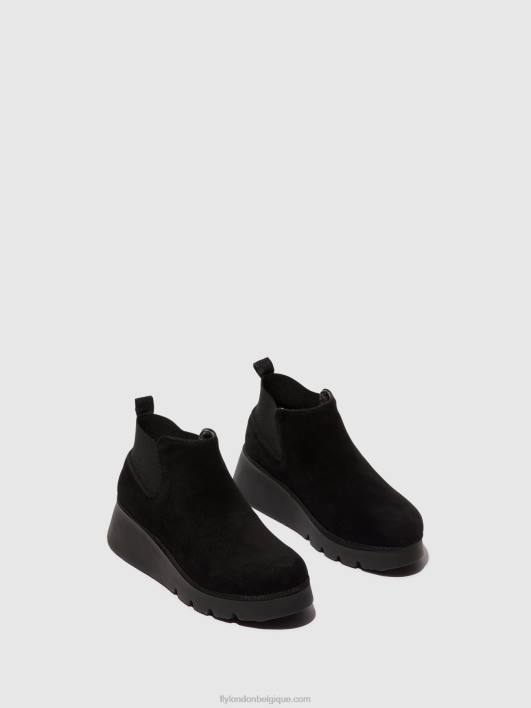bottines élastiquées pada403 Fly London femmes daim noir 0FBB10