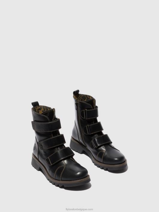 bottines à scratch rach790 Fly London femmes tapis noir 0FBB190