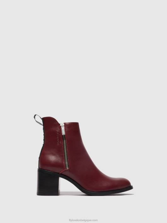 bottines zippées ader912 Fly London femmes vin 0FBB80