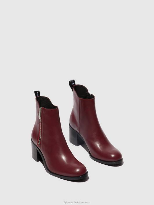 bottines zippées ader912 Fly London femmes vin 0FBB80