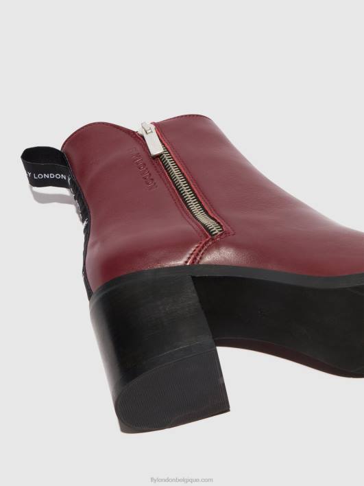 bottines zippées ader912 Fly London femmes vin 0FBB80