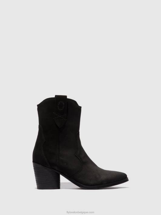 bottines zippées alba825 Fly London femmes daim noir 0FBB188